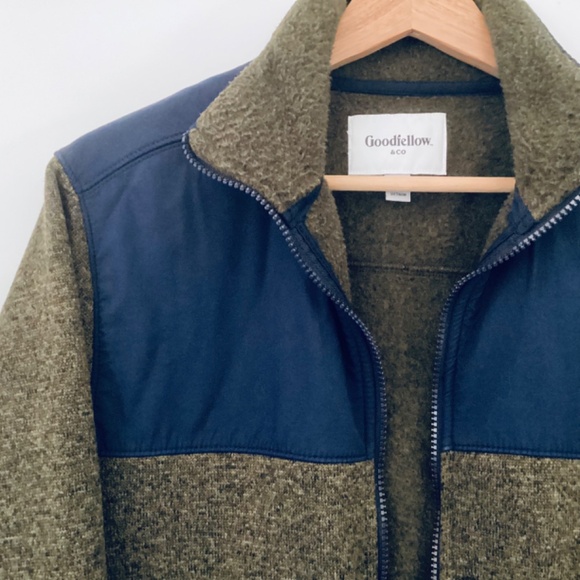 Goodfellow Co Mens Forest Green Navy Blue Zip-Up Warm Fleece Jacket Size M - Picture 11 of 11